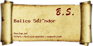 Balics Sándor névjegykártya