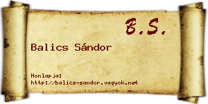 Balics Sándor névjegykártya