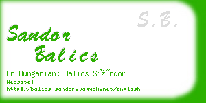 sandor balics business card